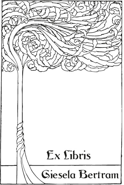 Exlibris Jugendstil, Pflanzen, Baum