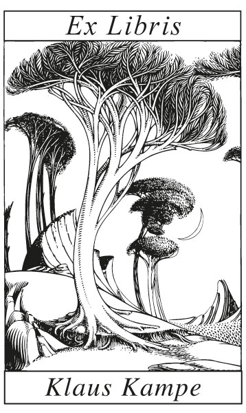 Ex Libris Jugenstil Baum und Lanschaft, Aubrey Beadsley