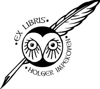 Ex Libris Eule mit Feder