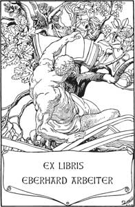 Jugendstil Ex Libris Mann im Baum