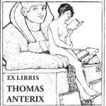 Exlibris Sphinx und lesende Frau