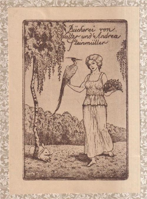 Ex Libris Steinmüller, Frau mit Paradiesvogel