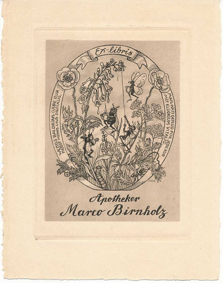 Ex Libris von Mathilde Ade für Marc Birnholz