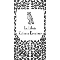 Ex Libris Eule in Jugendstilrahmen