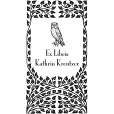 Ex Libris Eule in Jugendstilrahmen