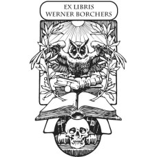 Bookplate Owl and Skull