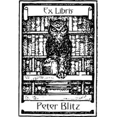 Bookplate Owl in front of Bookshelf (el ven-090) by www.exlibris-insel.de/shop
