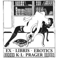 Ex Libris Frau in Bibliothek