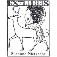 Bookplate Deer and Woman