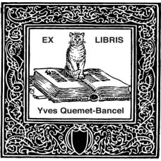 Bookplate cat on a book
