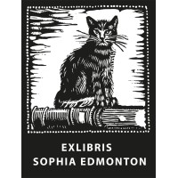 Ex Libris Katze auf Buch