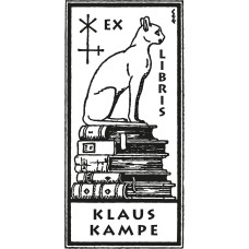 Ex Libris Katze auf Bücherregal