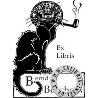 Bookplate Cat with pipe