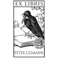 Bookplate Raven with Book