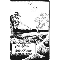 Bookplate Japanese landscape