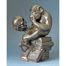 Thinking monkey with skull (PA-RHE01) by www.exlibris-insel.de/shop