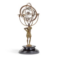 Planetenmodell und Atlas, 18. Jh. Atlas Armillarsphäre