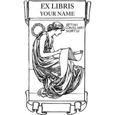 Ex Libris Frau mit Schriftrolle