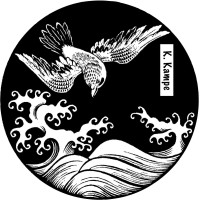 Ex Libris Vogel über Wellen