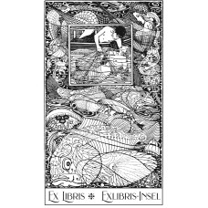 Ex Libris Art Nouveau motif after Heinrich Vogeler, the fisherman and his soul