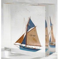 Sailing ship model in acrylic block
