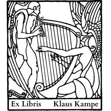 Ex Libris Musik Harfe und Flöte (el musica) by www.exlibris-insel.de/shop