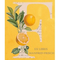 Bookplate Label Ex Libris letters with plants