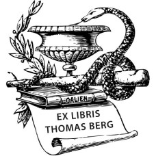 Bookplate Pharmacist, Aeskulap, Snake and Books (el hippo-1) by www.exlibris-insel.de/shop
