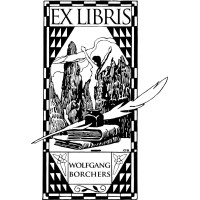 Bookplate Book and Mountains