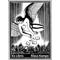 Bookplate Angel and Book