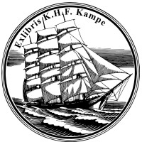 Bookplate Ex Libris Sailing Ship 3 Master