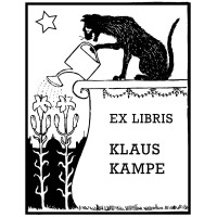 Ex Libris Katze mit Gießkanne