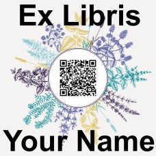 Bookplate Ex Libris Flowers with QR Code