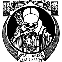 Bookplate Fantasy Death with Pipe and Sword