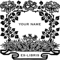 Bookplate Flowers Roses Vine