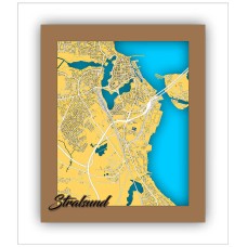 3D relief map of the Hanseatic city of Stralsund with a view of the Baltic Sea by www.exlibris-insel.de/shop