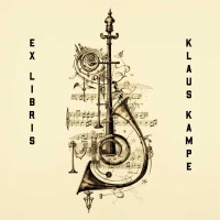 Ex Libris Etikette Musik, Trompete und Noten