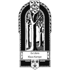 Ex Libris group of trees and coat of arms (el_baue-wapp-voe-045) by www.exlibris-insel.de/shop