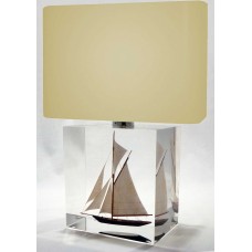 Table lamp sailing ship in acrylic block