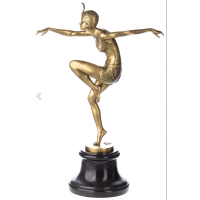 Sculpture bronze art deco dancer with turban