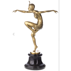  Sculpture bronze art deco dancer with turban signed woman sculpture gold bronze figure by www.exlibris-insel.de/shop