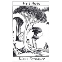 Bookplate tree and landscape