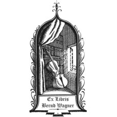 Bookplate Cello Bass and Library