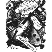 Bookplate violin, piano and notes