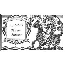 Bookplate Dragon with Banner (el dr-lib) by www.exlibris-insel.de/shop
